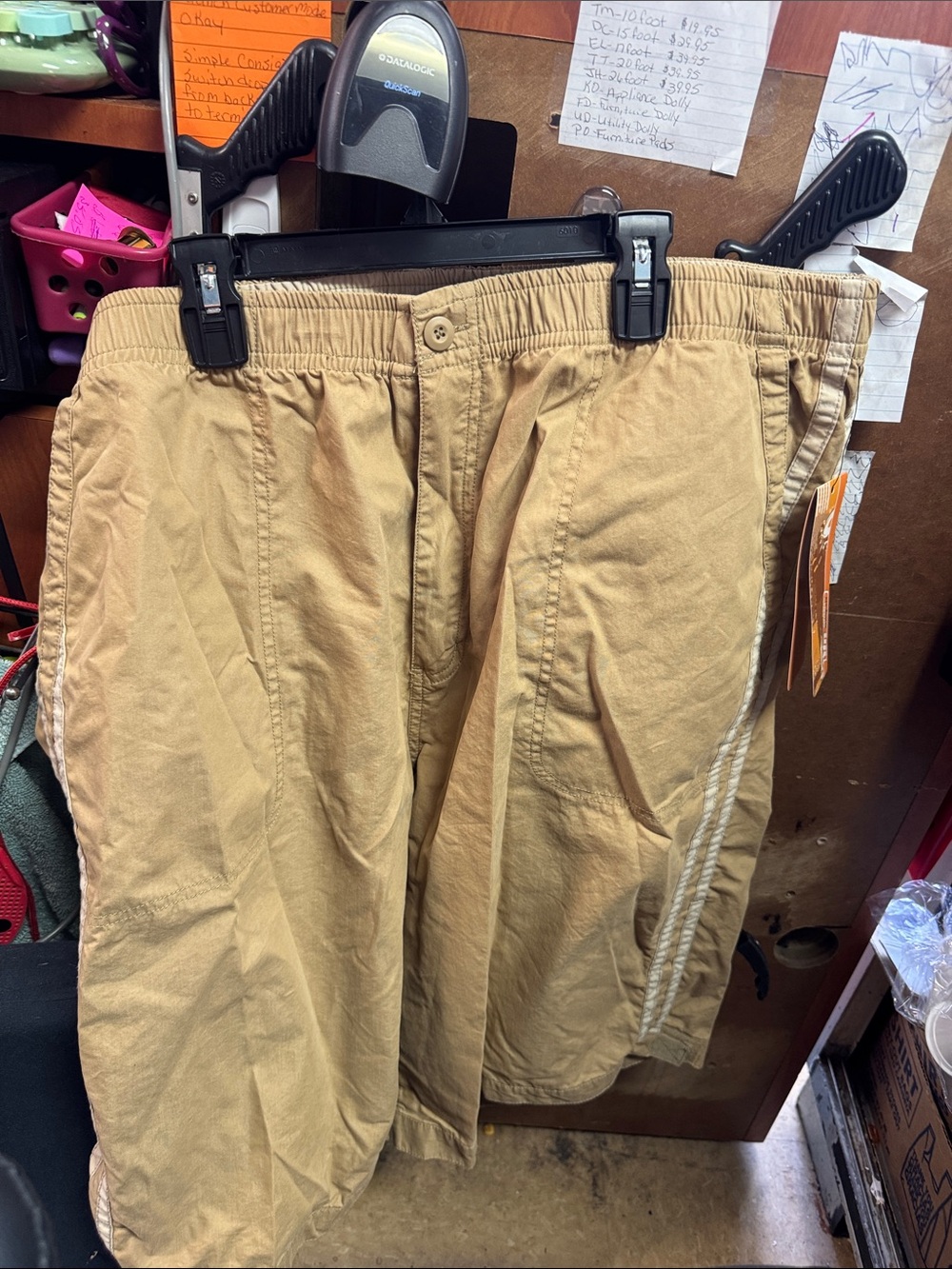 urban pipeline Men's Khaki Button Chino Shorts with Side Stripe